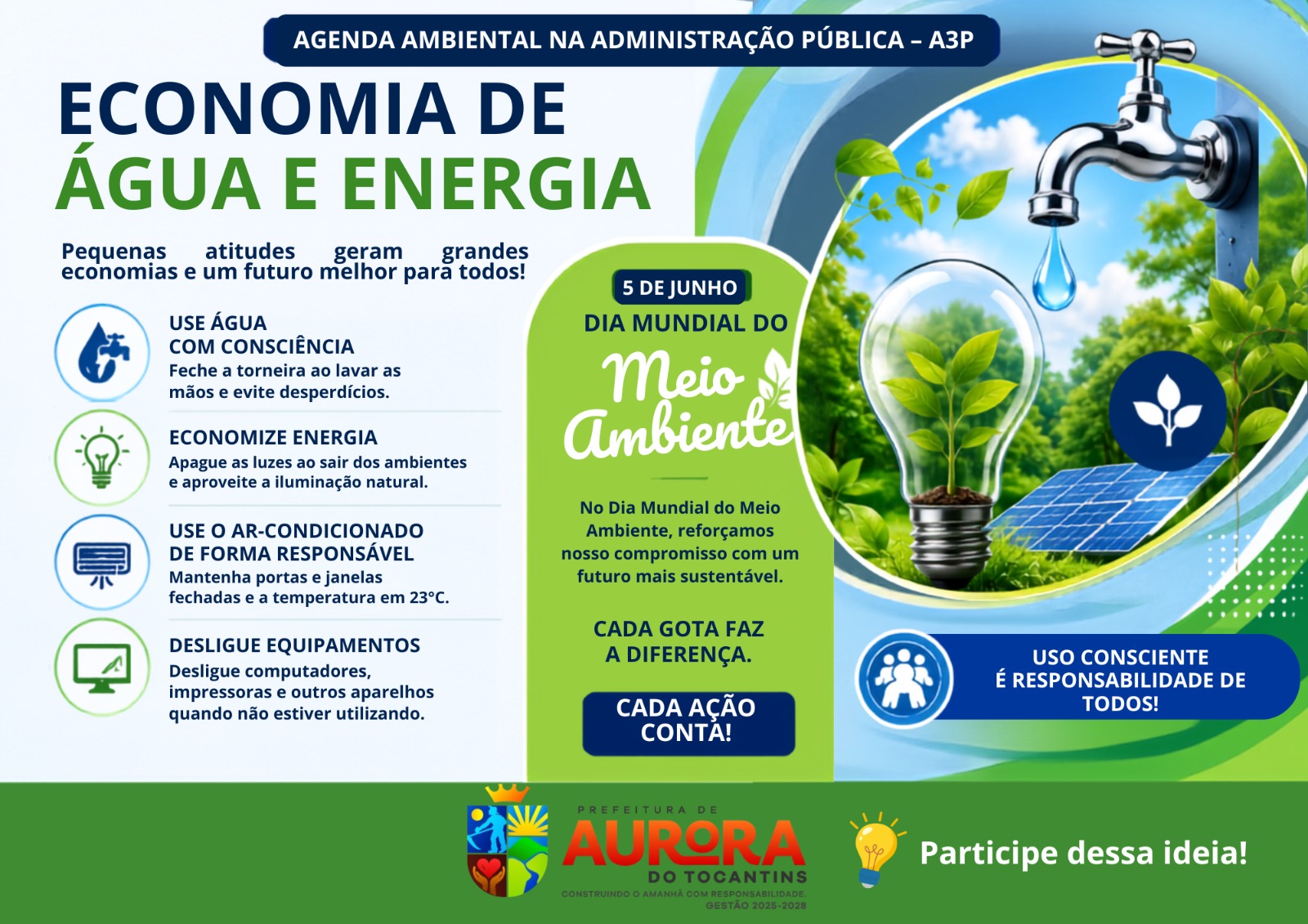 💧 A3P NOS ÓRGÃOS PÚBLICOS: SERVIDORES CONSCIENTES ECONOMIZAM ÁGUA E ENERGIA